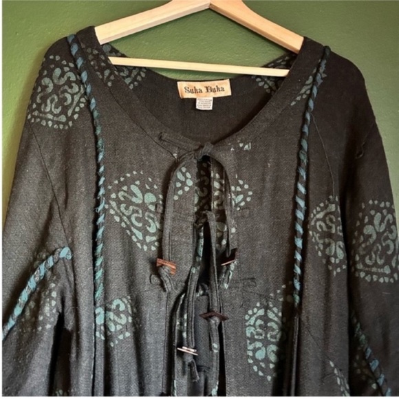 VINTAGE SUKA DUKA INJIRA INDIAN COTTON DUSTER DRESS - Picture 8 of 12